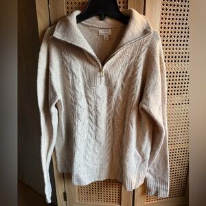 J. Crew Women's Beige Cable Knit Turtleneck Sweater